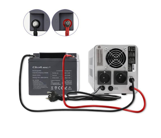 Qoltec Pure Sine Wave UPS (500VA/350W) - 1089422 - zdjęcie 3